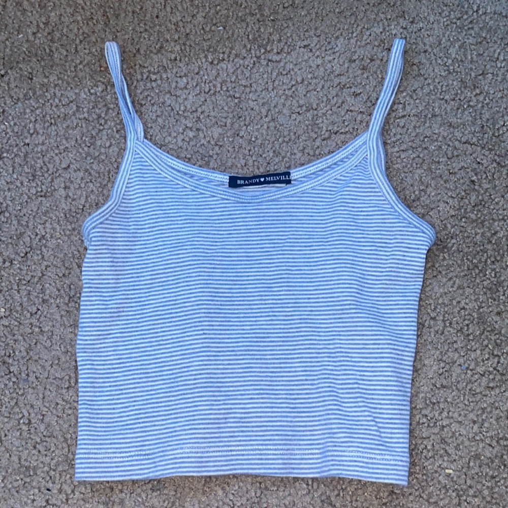 blue and white stripped tank top